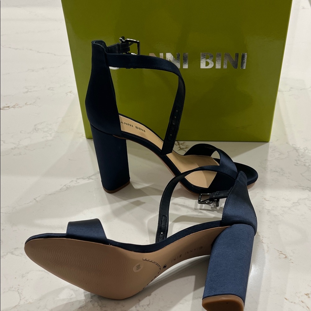 Gianni Bini Navy Block Heel Sandals